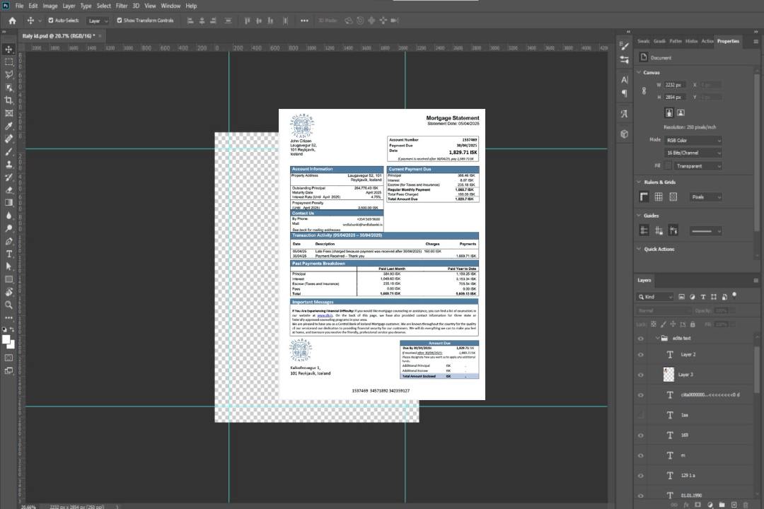 Modèle Word et PDF de relevé hypothécaire de la Banque centrale d'Islande d'Islande template